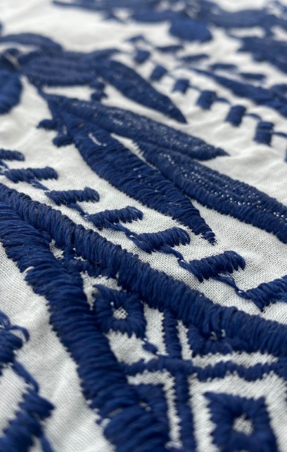 Lacivert İplikli Pamuk Vual Brode, Kasar Zemin