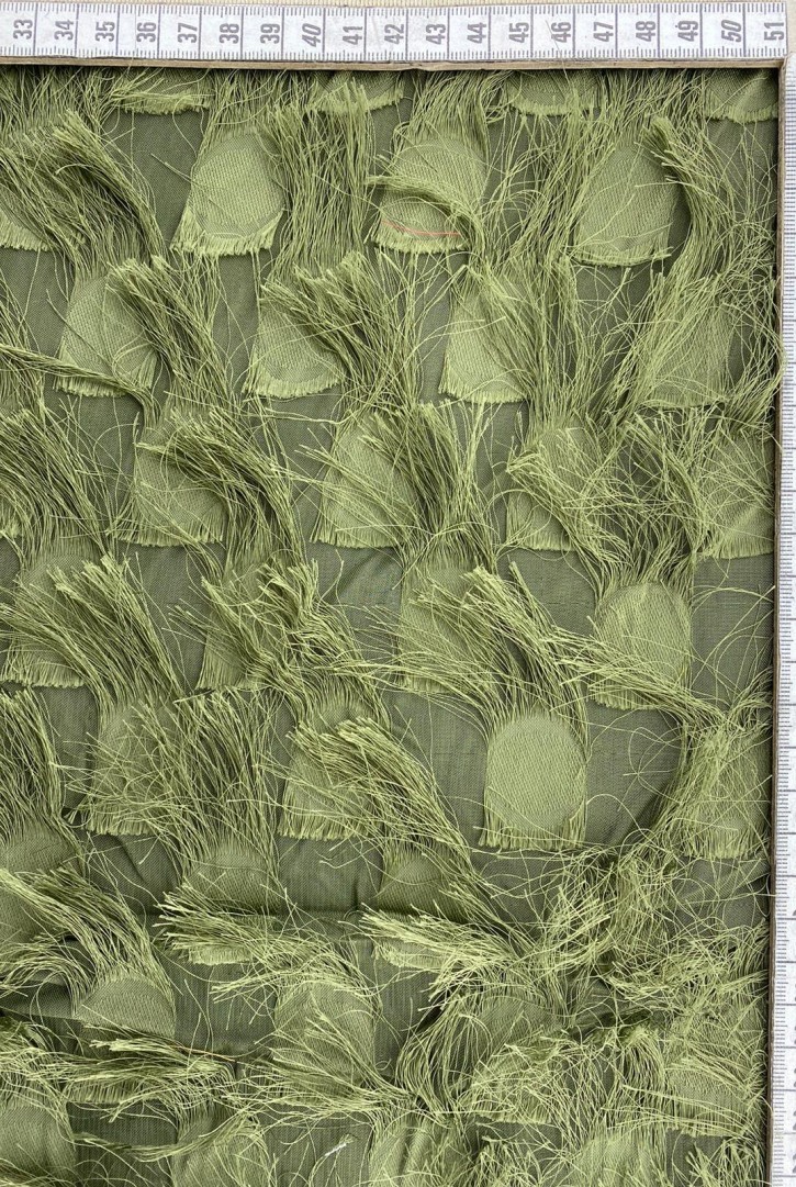 Koyu Haki Saçaklı Şifon Kumaş, 150 cm