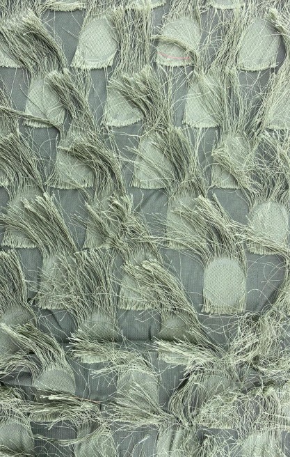 Koyu Haki Saçaklı Şifon Kumaş, 150 cm