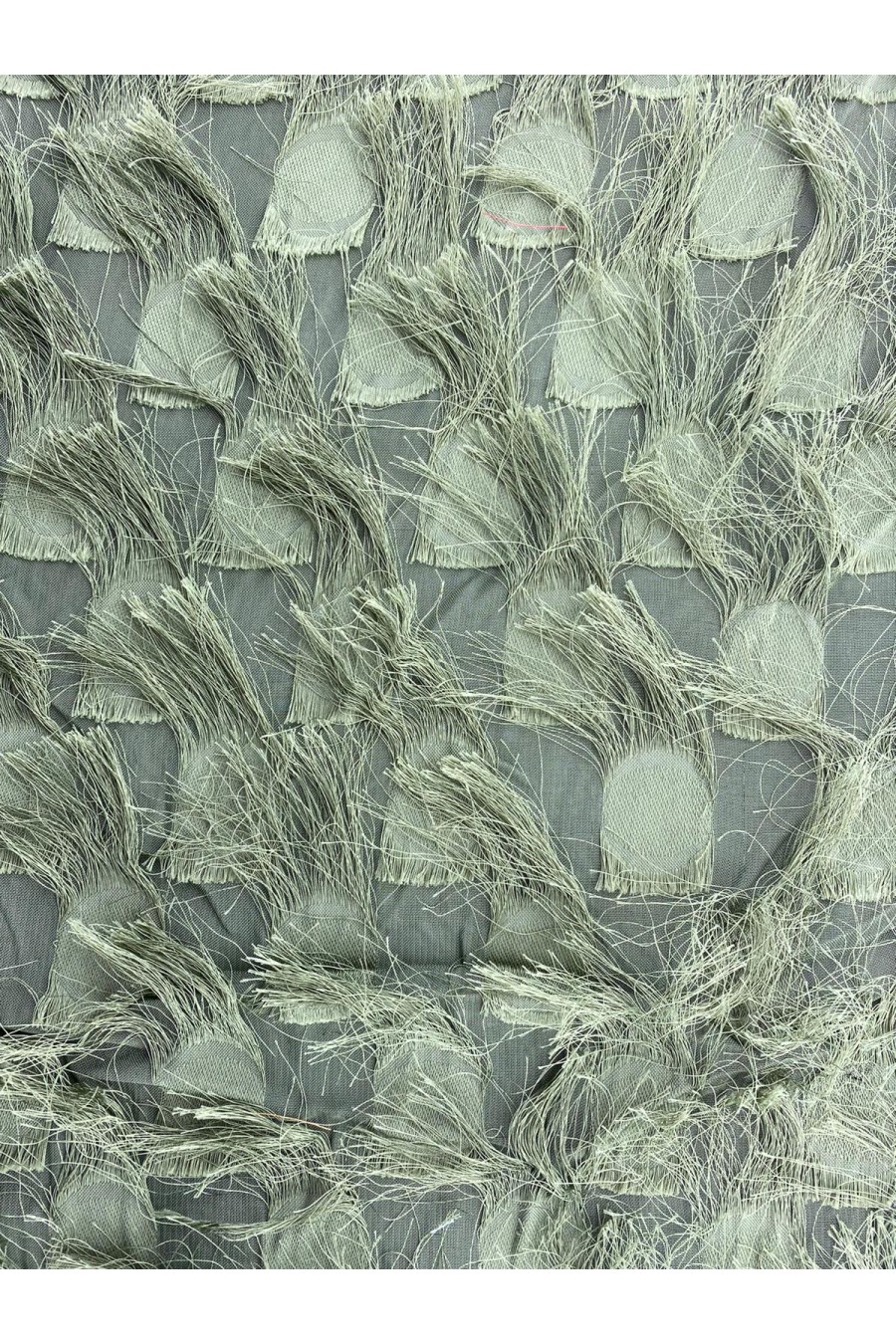 Koyu Haki Saçaklı Şifon Kumaş, 150 cm