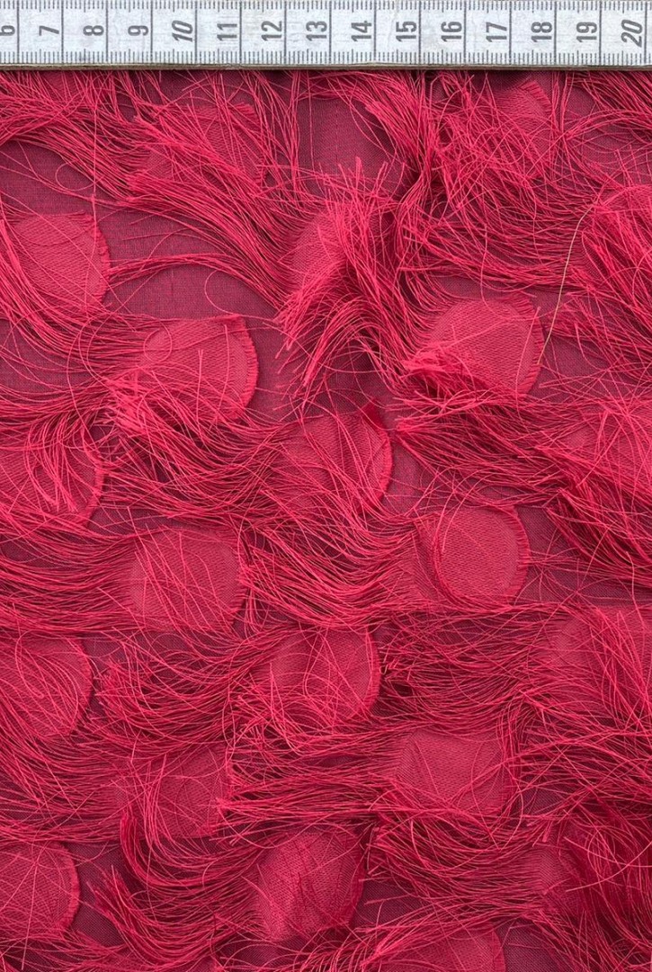 Bordo Saçaklı Şifon Kumaş, 150 cm