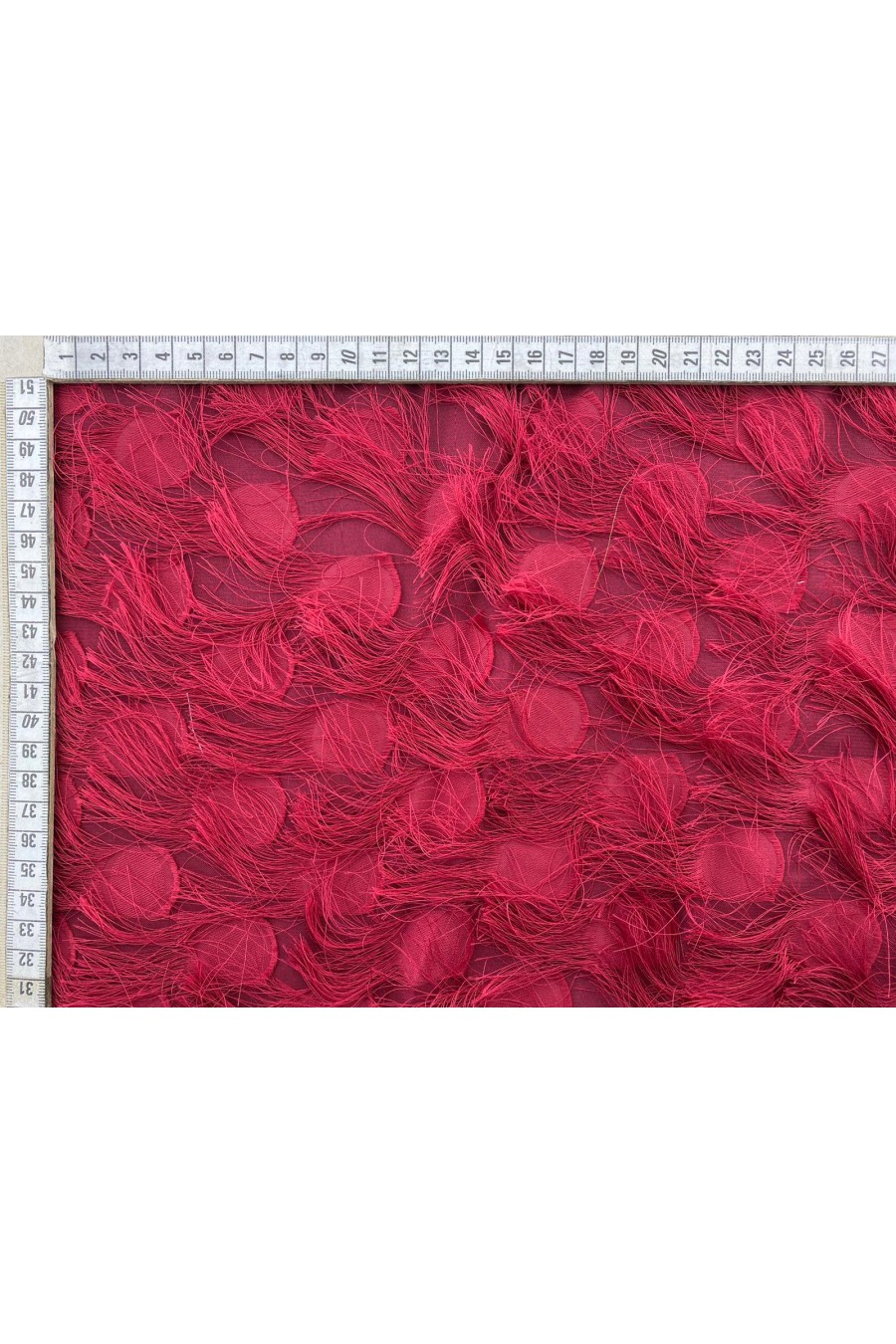 Bordo Saçaklı Şifon Kumaş, 150 cm