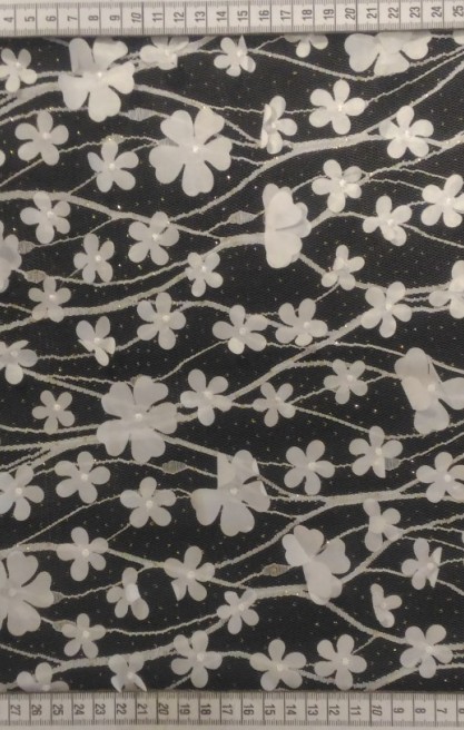 Beyaz 3 Boyutlu PES Dantel, İthal