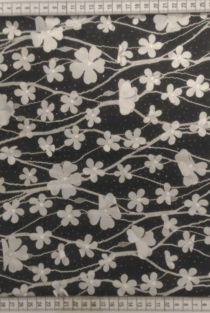 Beyaz 3 Boyutlu PES Dantel, İthal