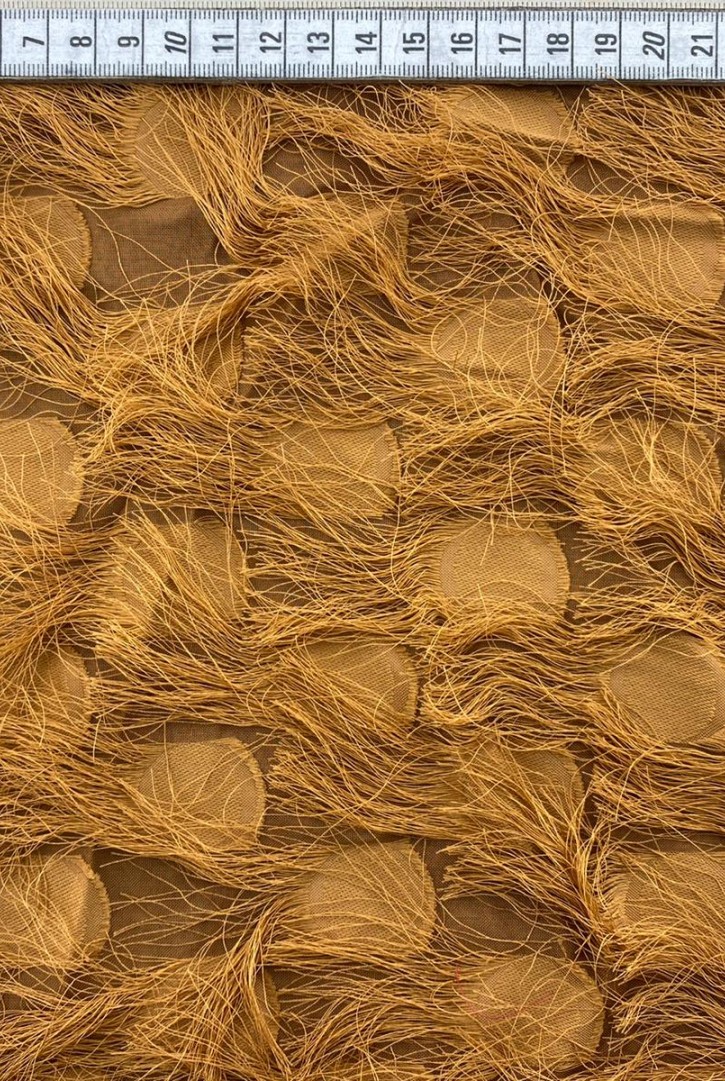 Kahverengi Saçaklı Polyester Şifon Kumaş, 150 cm