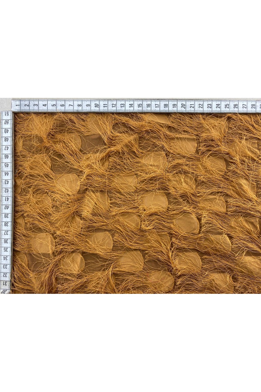 Kahverengi Saçaklı Polyester Şifon Kumaş, 150 cm