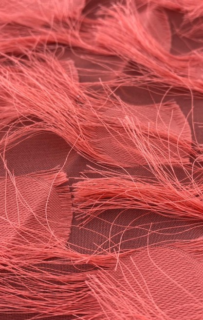 Şifon Saçaklı Koyu Pembe Kumaş 150 cm