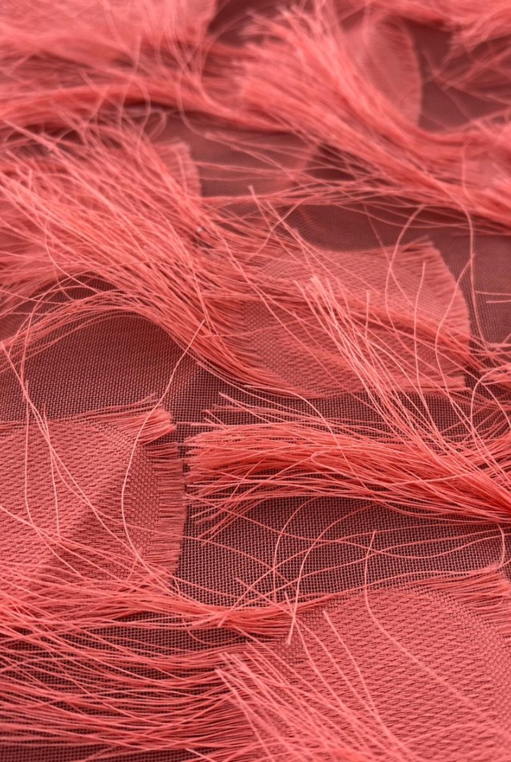 Şifon Saçaklı Koyu Pembe Kumaş 150 cm