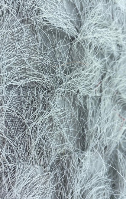 Gri Saçaklı İthal Şifon Kumaş, 150 cm