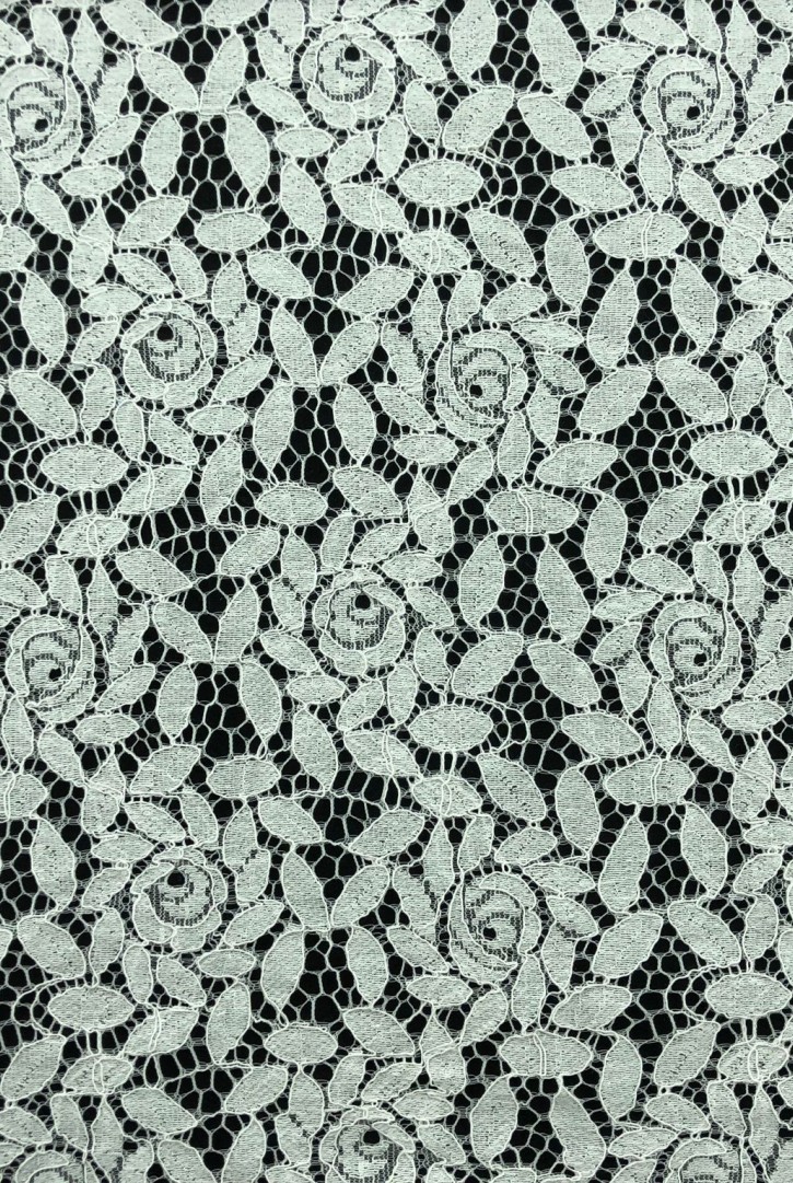 Beyaz Polyester Yerli Dantel Kumaş - 150 cm