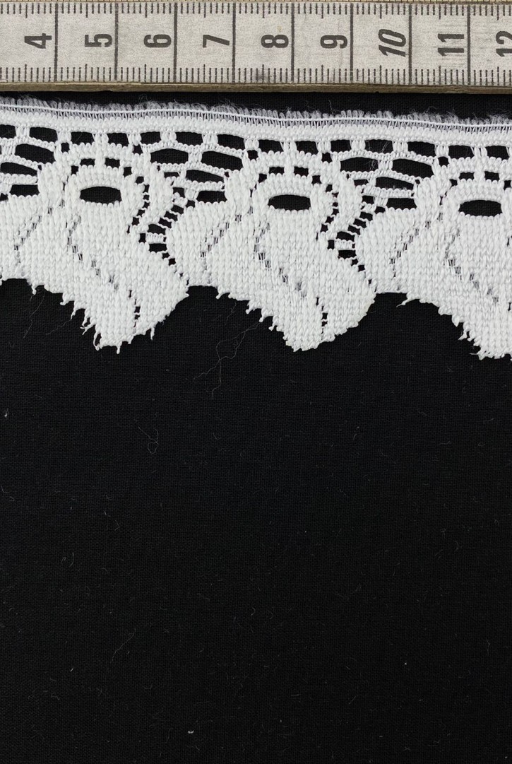 Düz Ham Güpürümsü Polyester Brode Bant, 4 cm