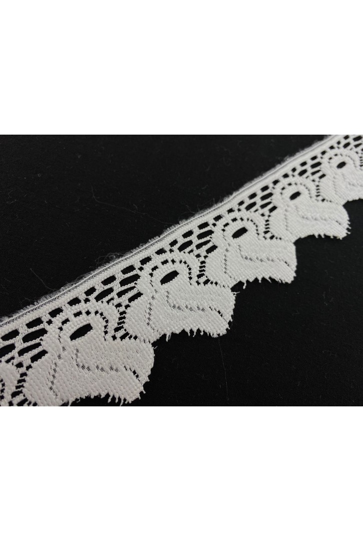 Düz Ham Güpürümsü Polyester Brode Bant, 4 cm