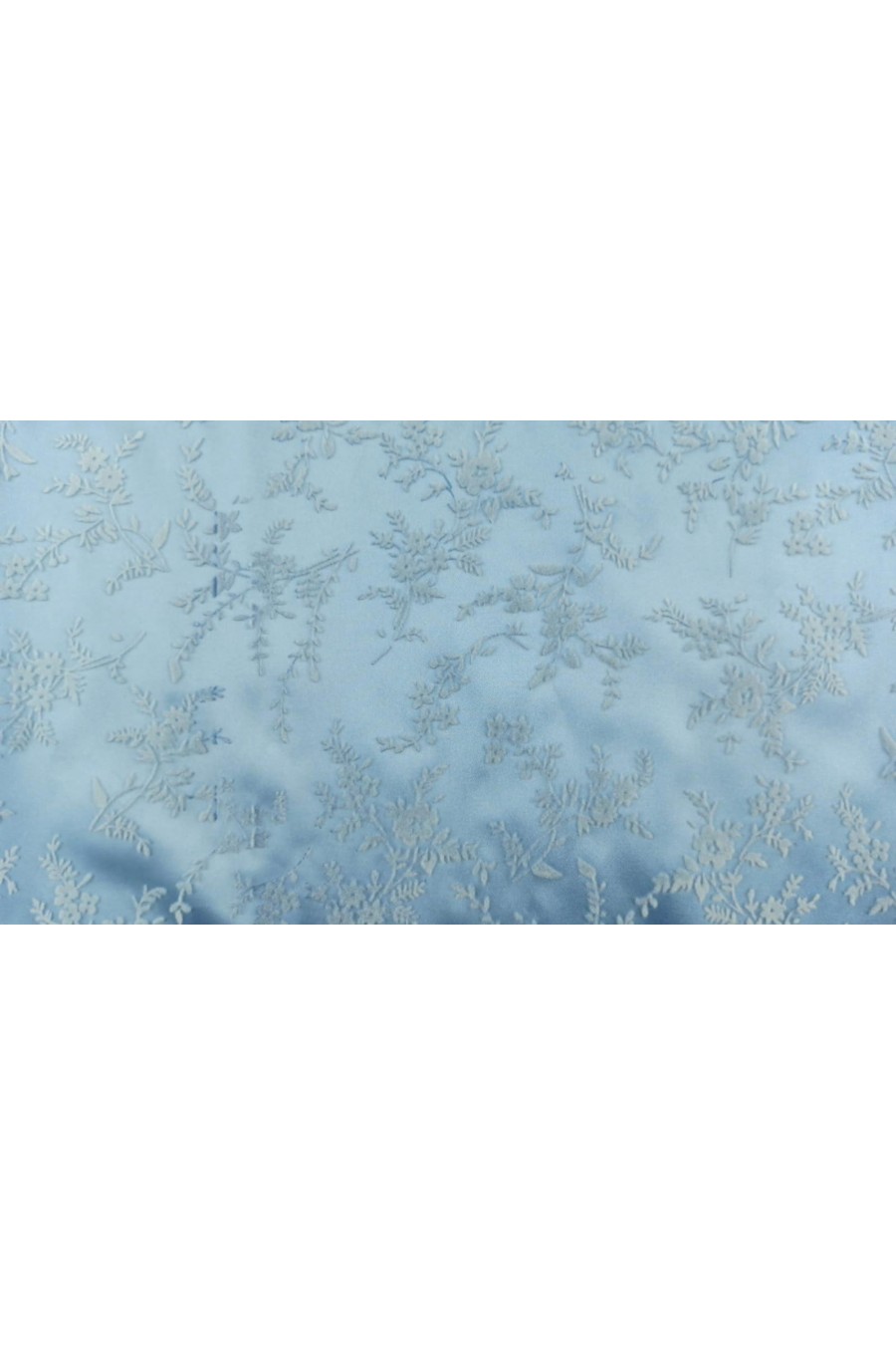 Mavi Flok Baskılı Mat Saten Kumaş - Yerli Polyester (12403)