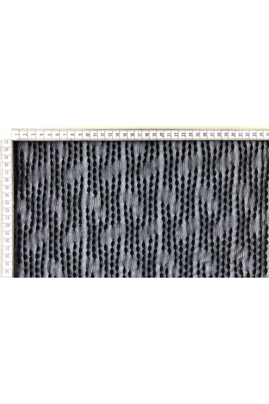 Siyah Kabartmalı Naylon Likralı Dantel