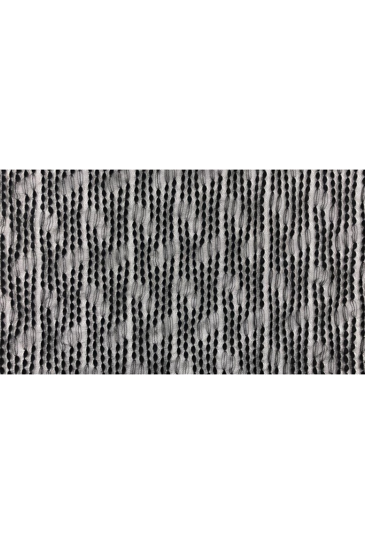 Siyah Kabartmalı Naylon Likralı Dantel