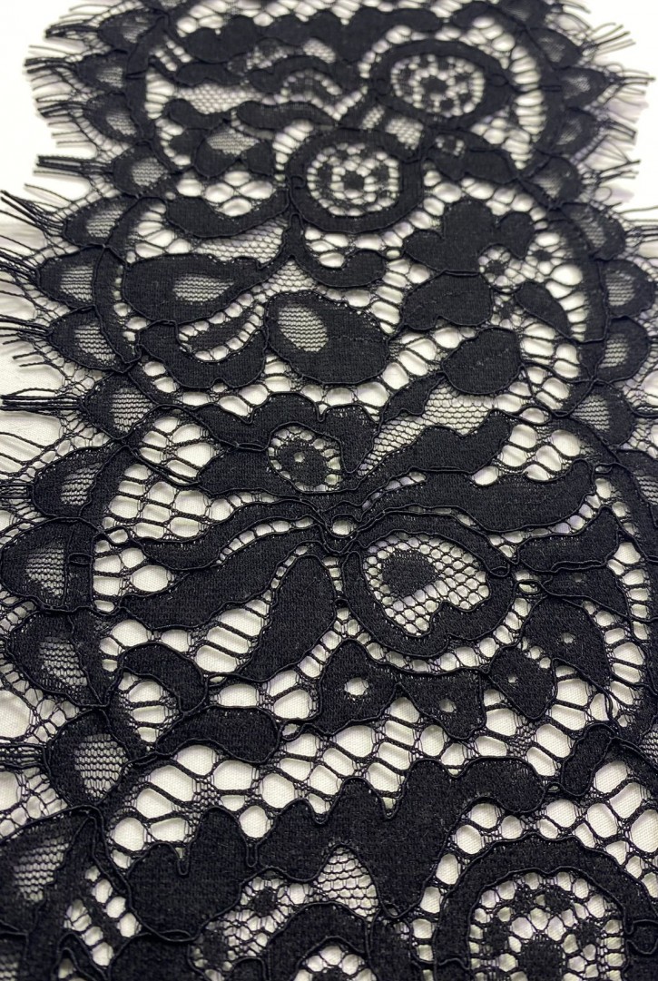 Siyah Naylon Kordlu Sakallı Dantel Bant, İthal