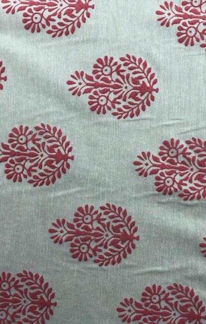 Lila Flok Baskılı Kasar Terikoton Kumaş - 150 cm