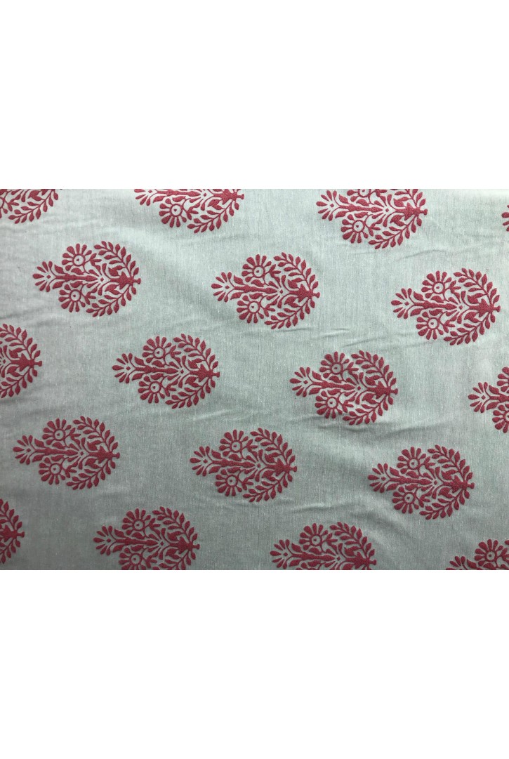 Lila Flok Baskılı Kasar Terikoton Kumaş - 150 cm