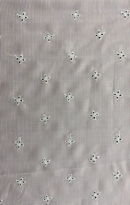 Pudra-Beyaz Çizgili Poplin Brode, Yerli