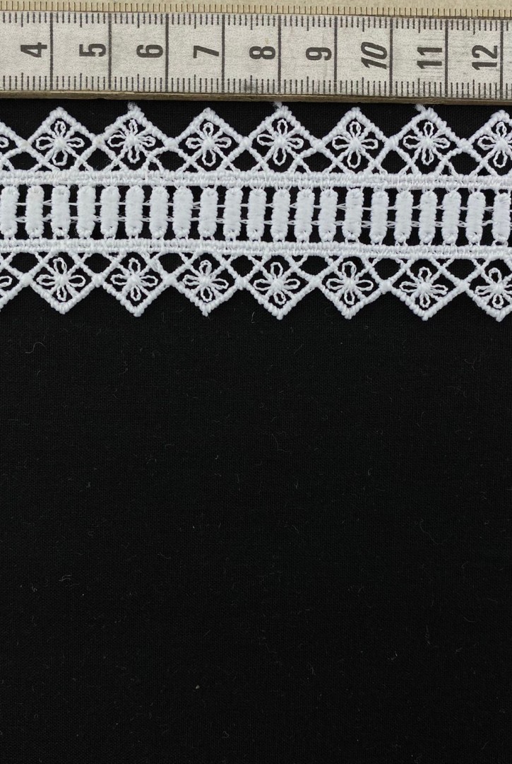 Beyaz Güpür Brode Bant, Mat Polyester, 4 cm