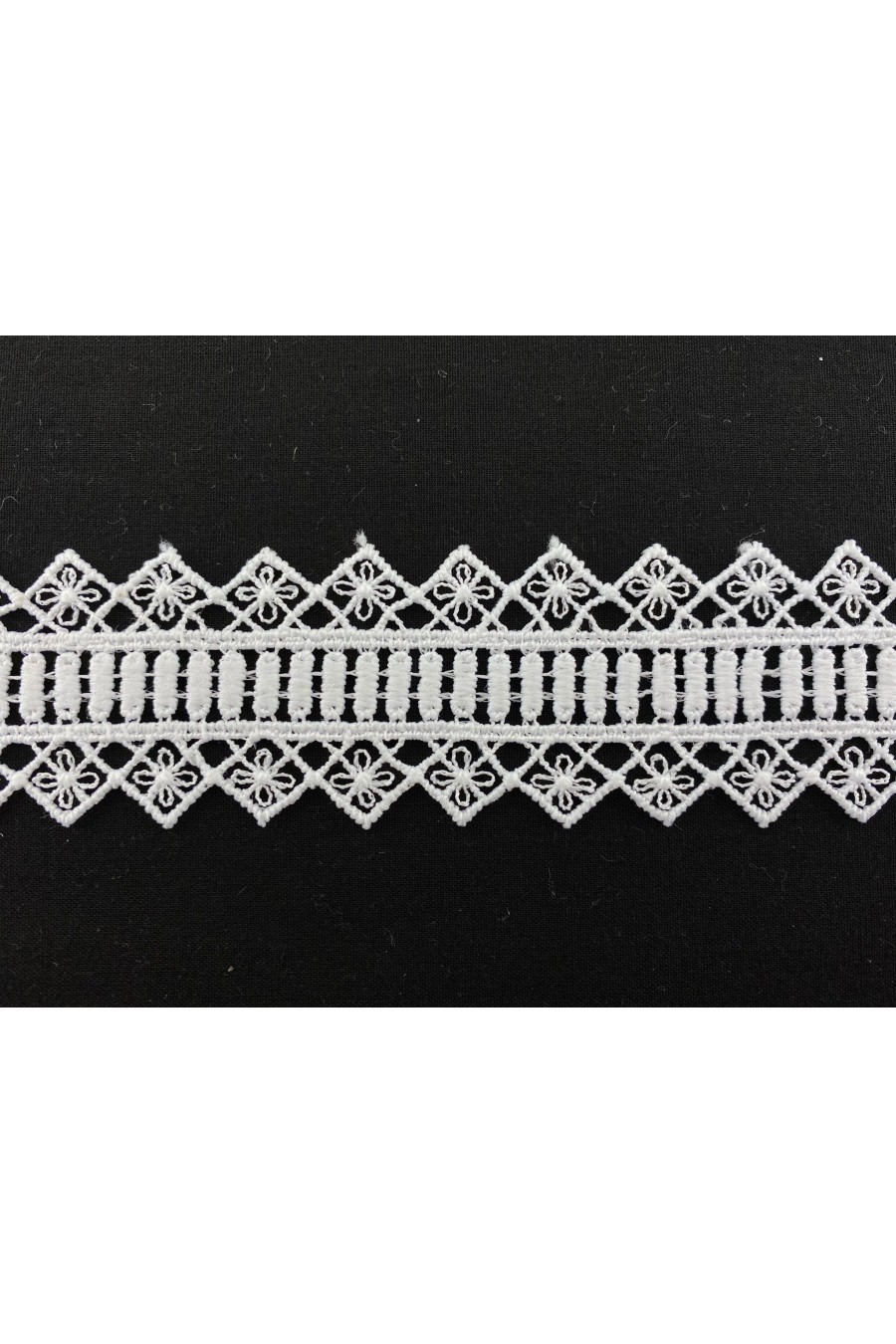 6009-METRE Beyaz Güpür Brode Bant, Mat Polyester, 4 cm