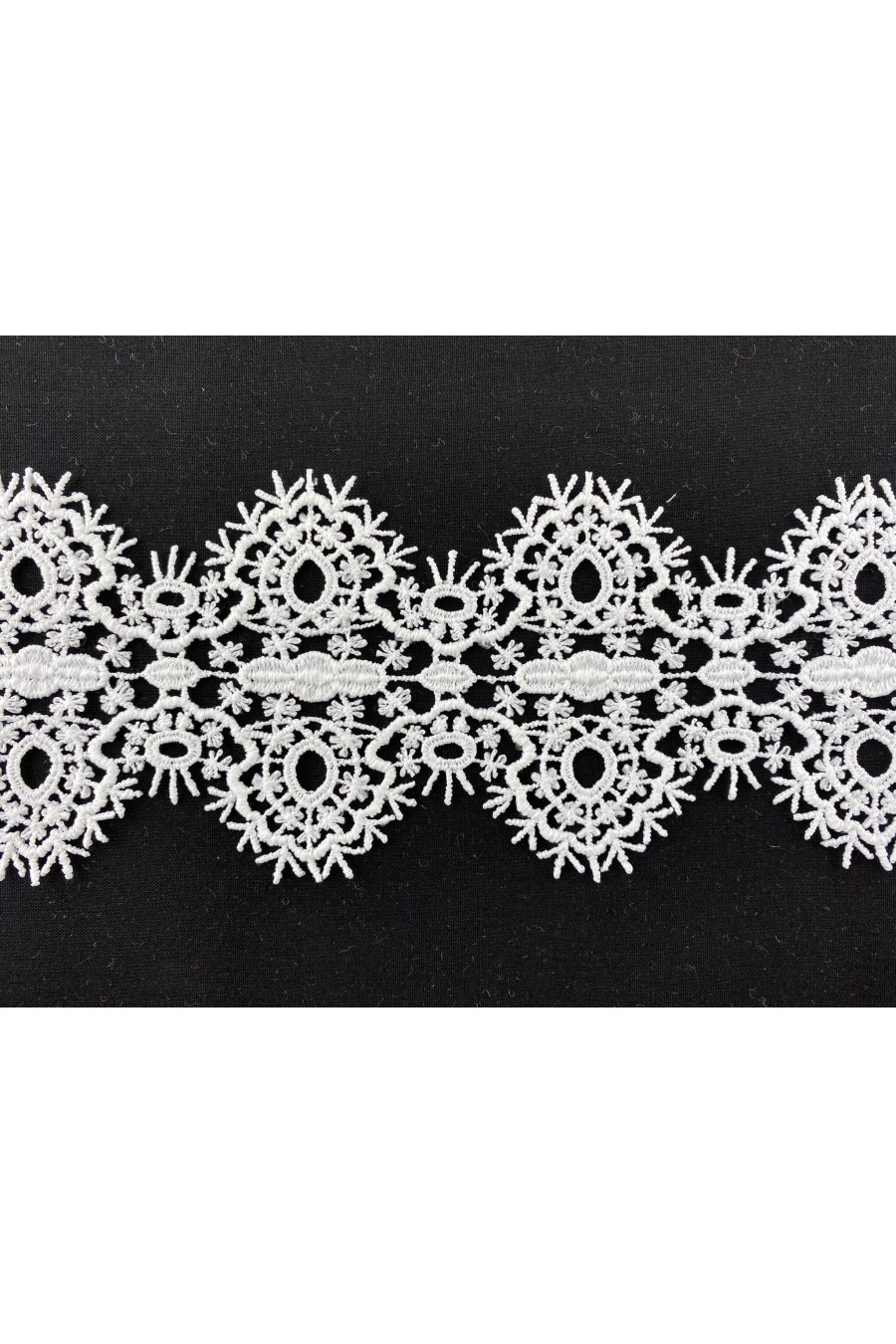 8 cm Beyaz Güpür Mat Polyester Brode Bant