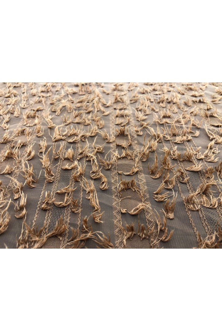 Kahverengi Kesme Jakar Şifon