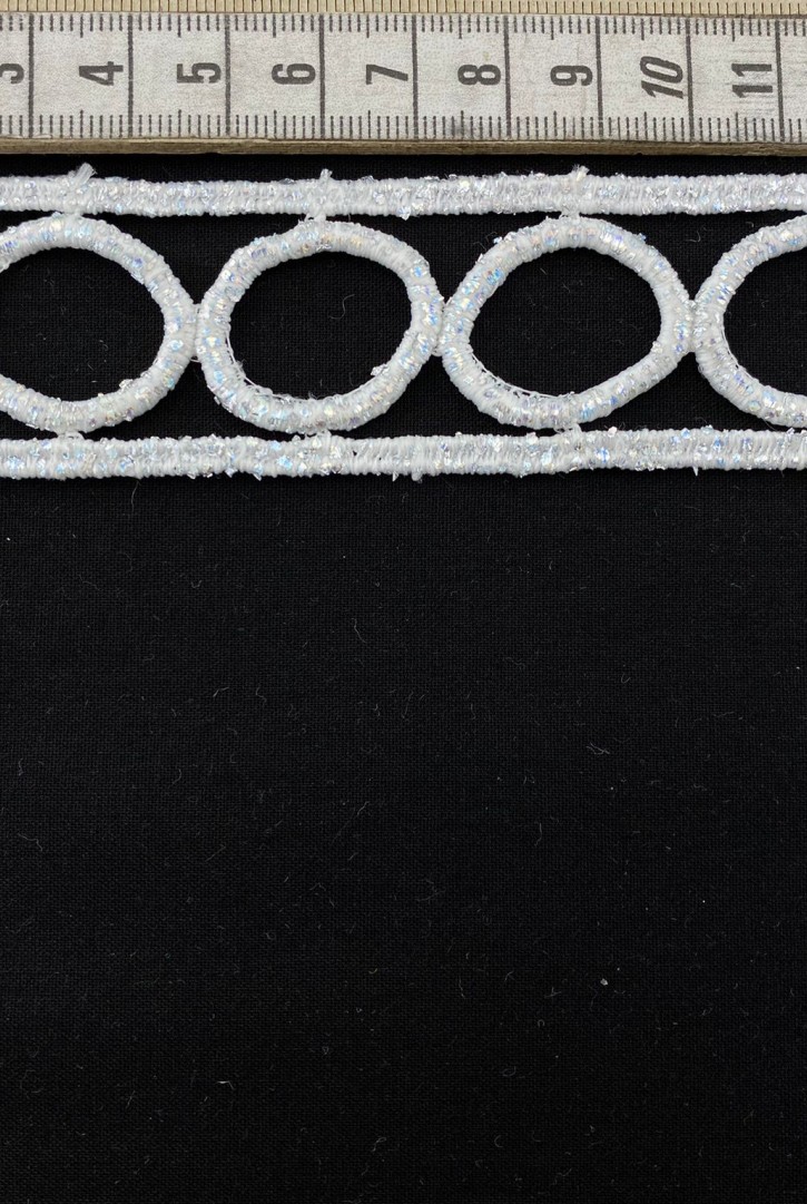 Hologram Etkili Ham Polyester Güpür Brode Bant, 3 cm