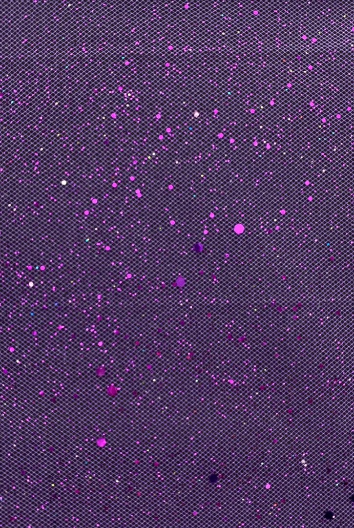 Mor Simli Pullu Likralı Tül Kumaş, 160 cm