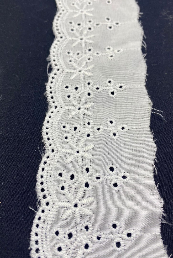 5,5 cm Mat Polyester Kasar İşlemeli Yerli Terikoton Brode Bant