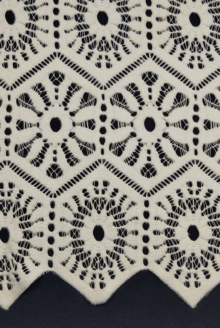 Bej Lekeli Şardonlu Dantel Pano - Micro Polyester (11676)