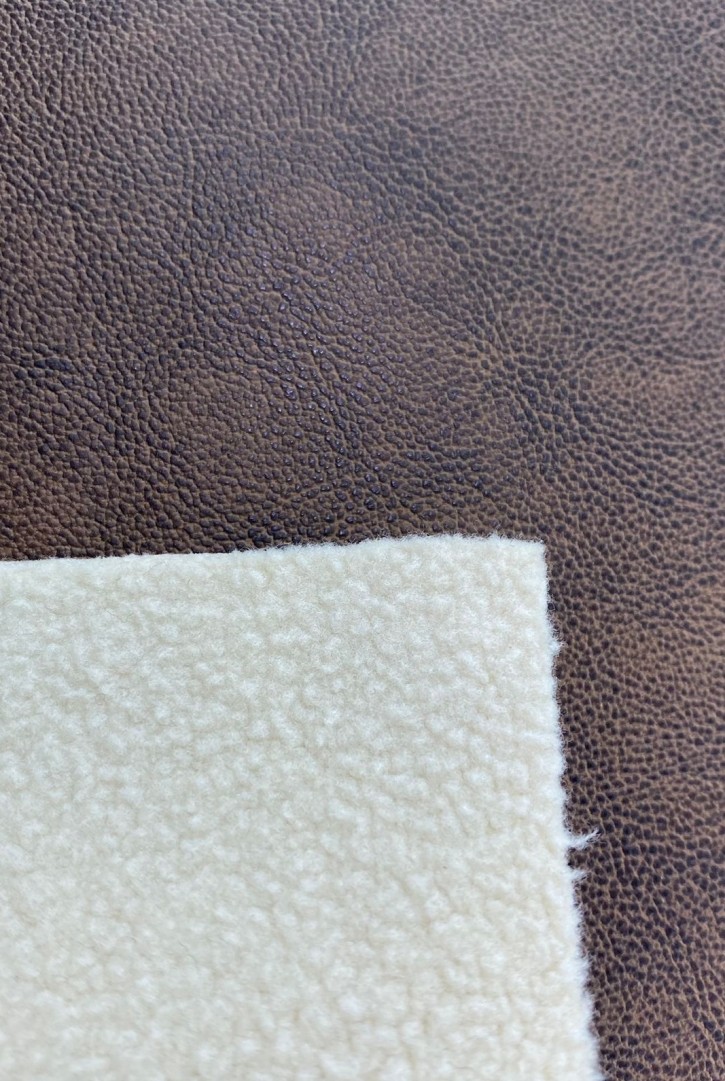 22759 KUMAŞ/YERLİ/LEZ/PU DERİ/POLYESTER PVC/KAHVERENGİ DERİ/KREM KÜRK/140 CM