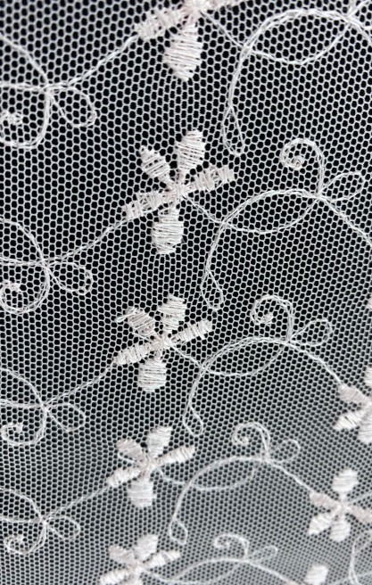 Pembe Parlak Polyester Tül Brode