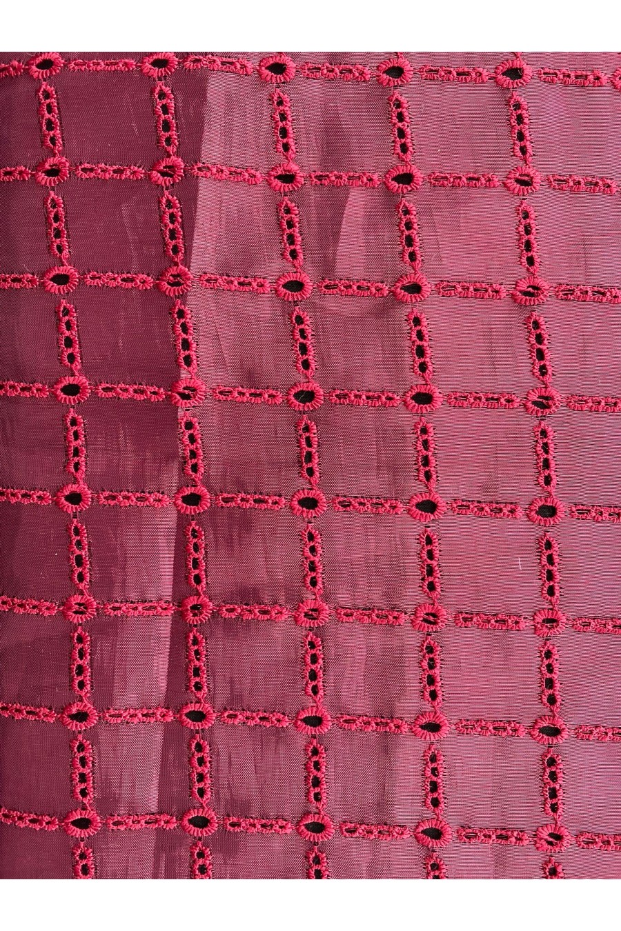 Fuşya Bohrerli Organze Tül Brode Kumaş, 130 cm