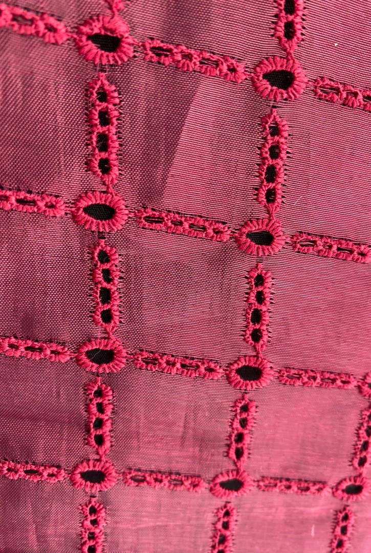 Fuşya Bohrerli Organze Tül Brode Kumaş, 130 cm