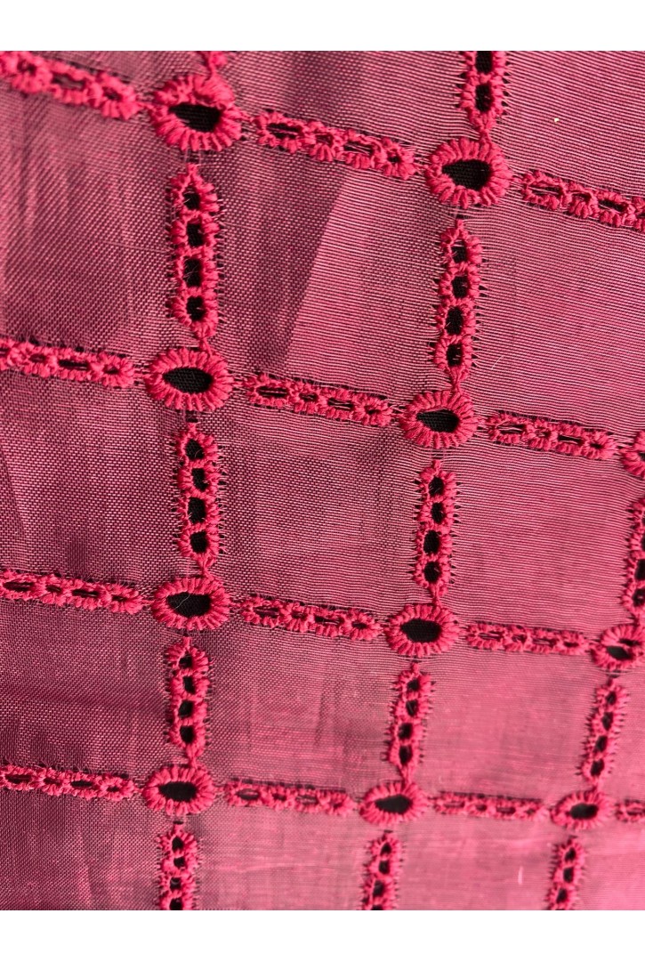 Fuşya Bohrerli Organze Tül Brode Kumaş, 130 cm