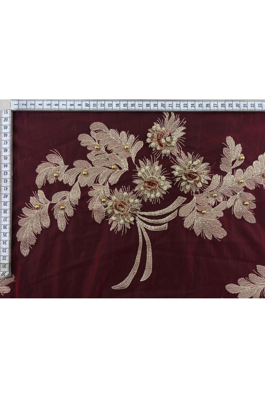 Kırmızı Gold Boncuklu 3 Boyutlu Aplik