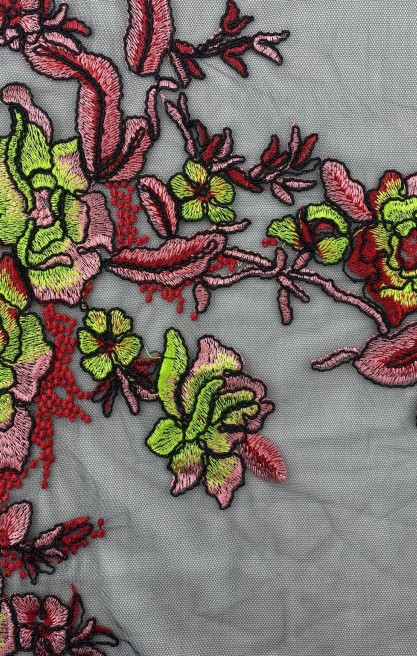 Renkli Kordlu Tül Üzeri Kumaş