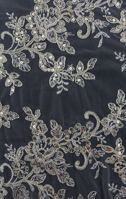 Gold Pullu Naylon İthal Brode Kumaş