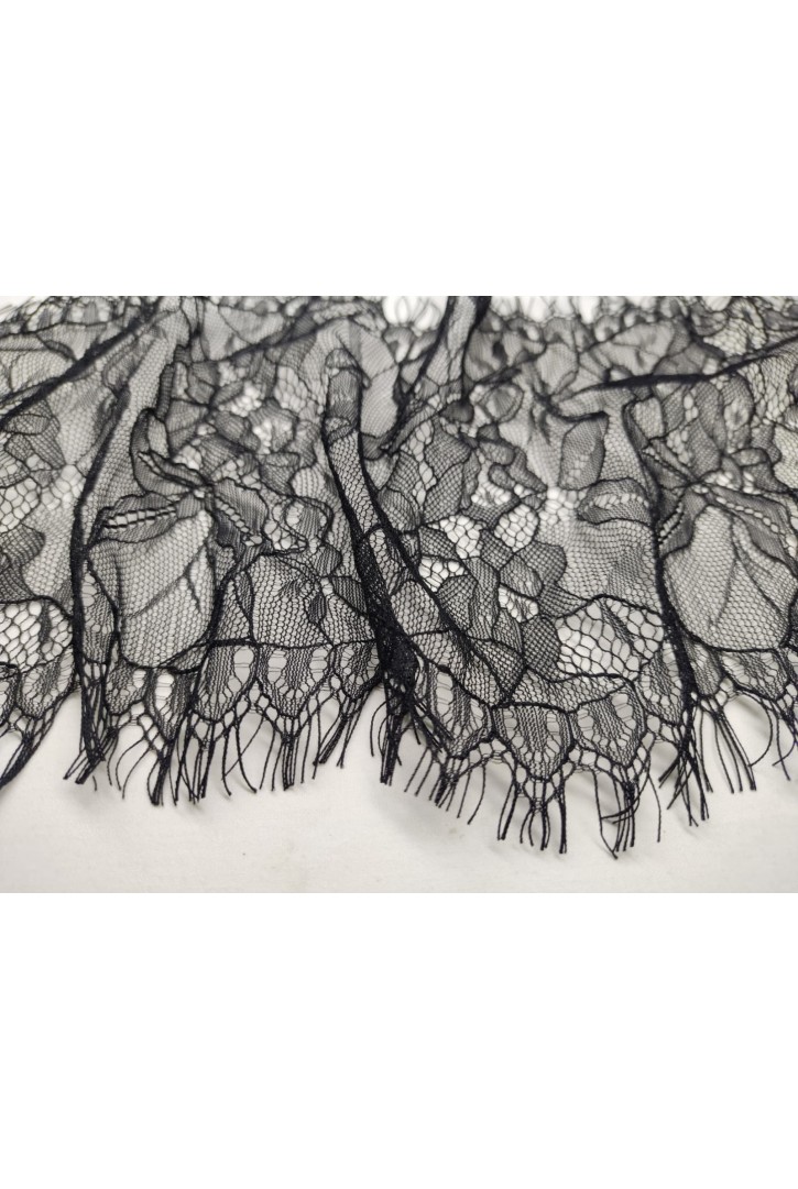 Siyah Kordlu Sakallı Naylon Dantel Bant