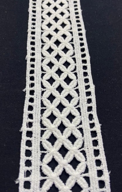 5,5 cm Ham Yerli Mat Polyester Güpür Brode Bant