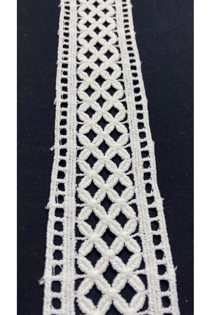 5,5 cm Ham Yerli Mat Polyester Güpür Brode Bant