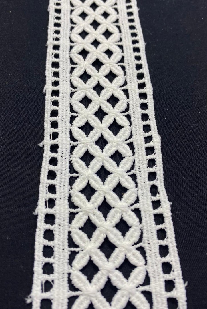 5,5 cm Ham Yerli Mat Polyester Güpür Brode Bant