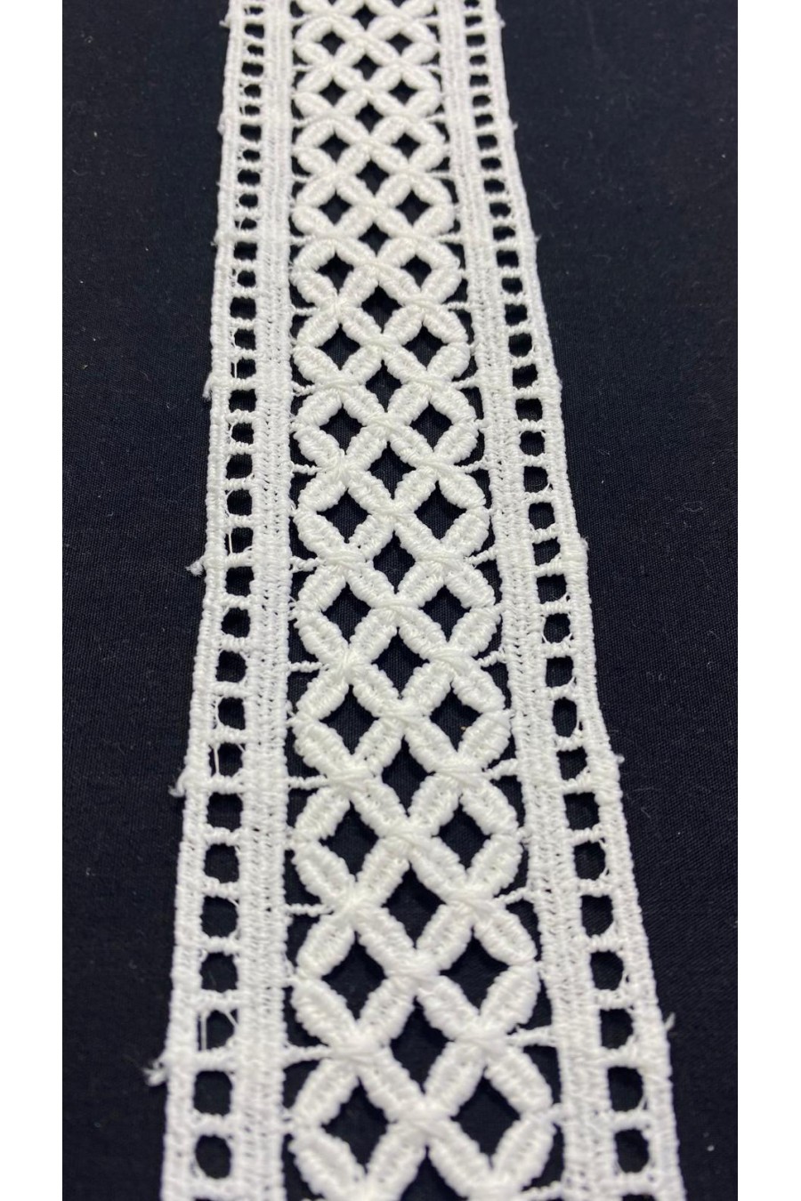 6135-METRE 5,5 cm Ham Yerli Mat Polyester Güpür Brode Bant