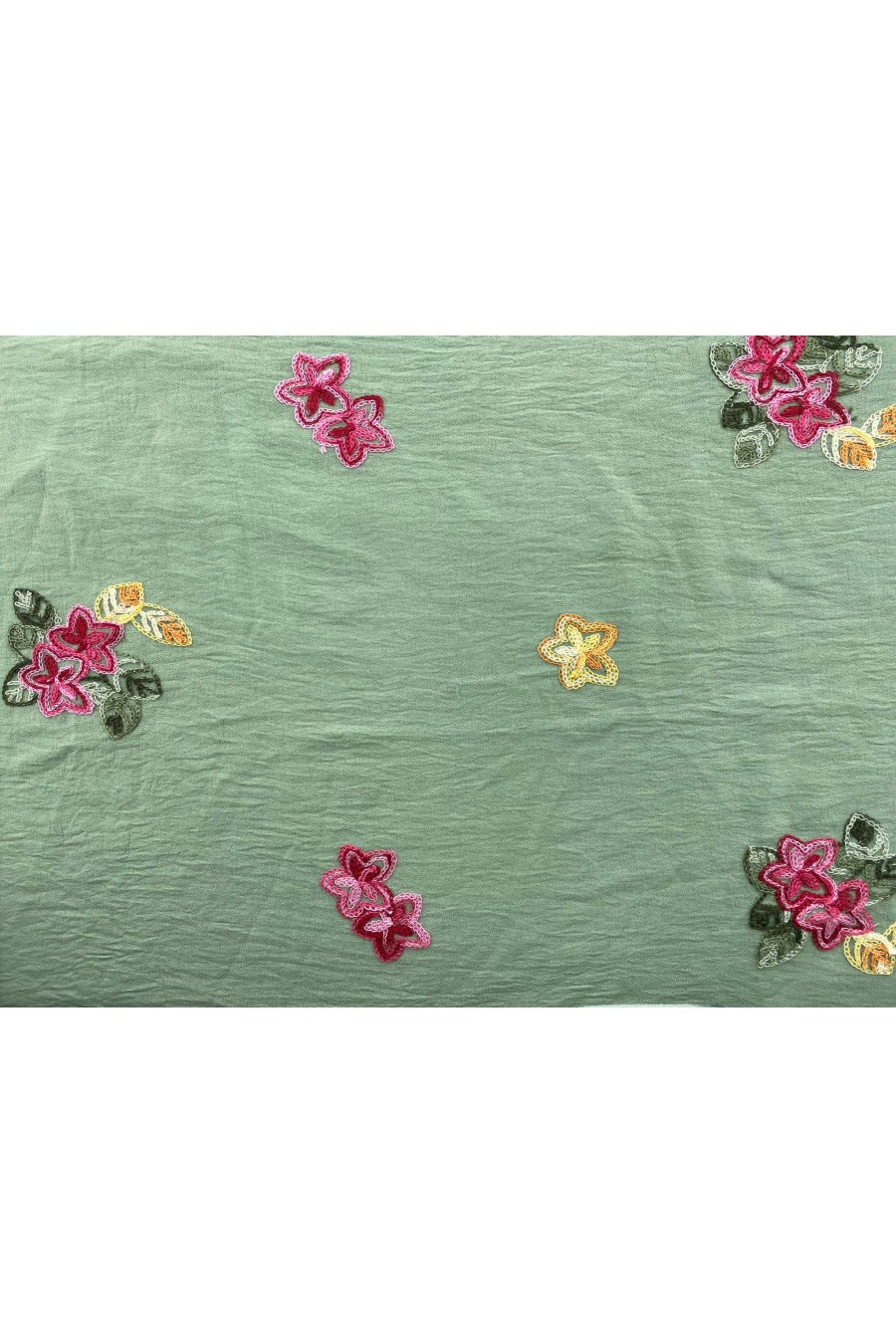 Mint Zeminli Aerobin Kumaş Renkli Nakışlı