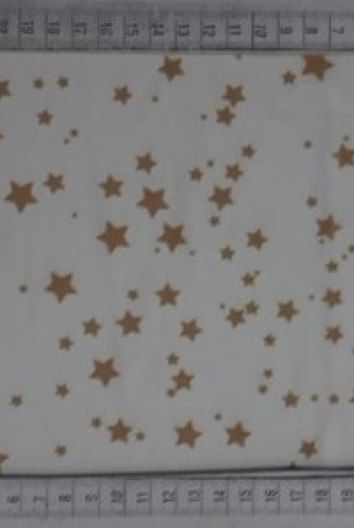 Beyaz Yıldız Baskılı Likralı Tül