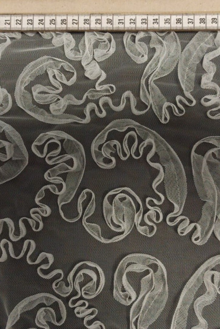 11202 TÜL ÜZERİ/YERLİ/LEZ/POLYESTER/SÜZENELİ/BEYAZ/125 CM