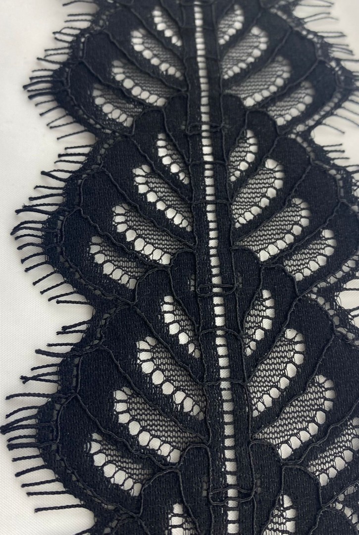 22962 DANTEL/İTHAL/BANT/PAMUK POLYESTER/KORDLU/SİYAH/8,5 CM