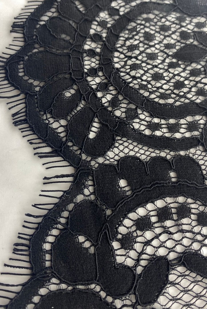 22964 DANTEL/İTHAL/BANT/PAMUK POLYESTER/KORDLU/SİYAH/17 CM