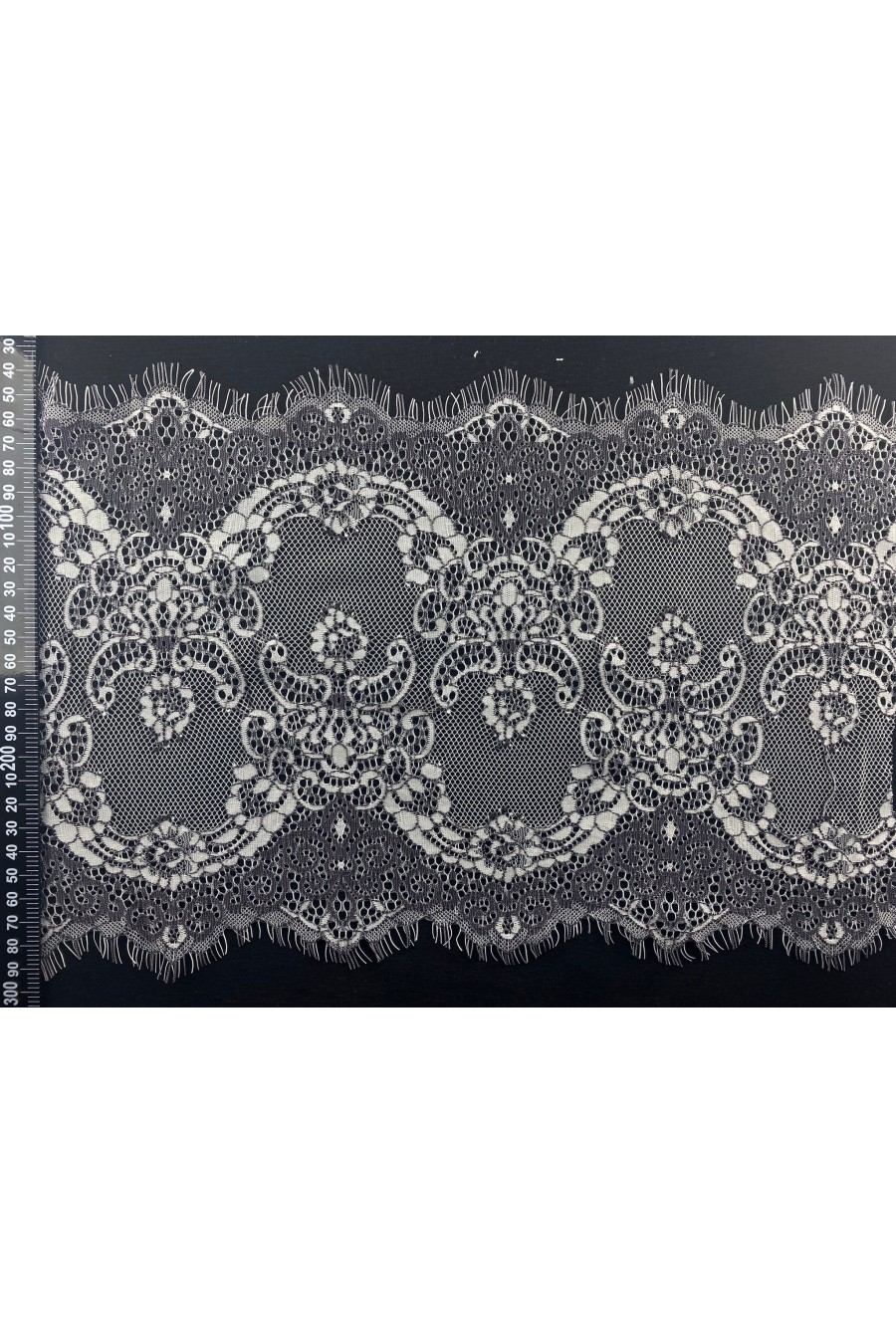 22966 DANTEL/İTHAL/BANT/PAMUK POLYESTER/KORDLU/SİYAH-BEYAZ/26 CM